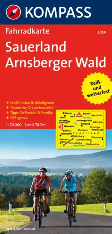 KOMPASS FK3054 FIETSKAART SAUERLAND, ARNSBERGER WALD