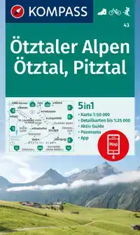 KOMPASS WANDERKARTE 43 OTZTALER ALPEN, OTZTAL, PITZTAL 1:50.