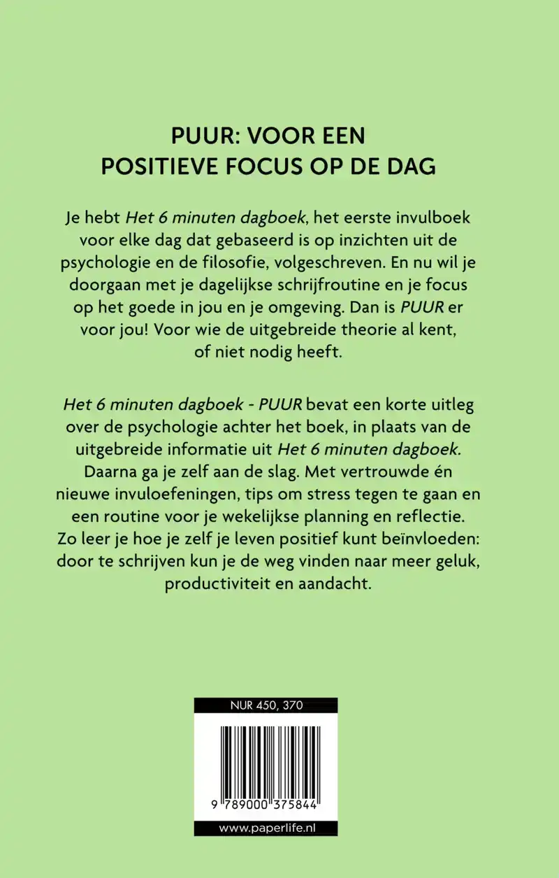HET 6 MINUTEN DAGBOEK PUUR
