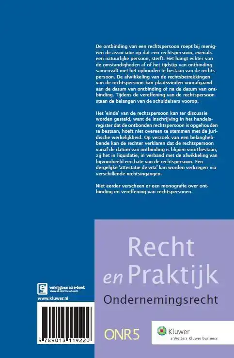 ONTBINDING EN VEREFFENING VAN RECHTSPERSONEN