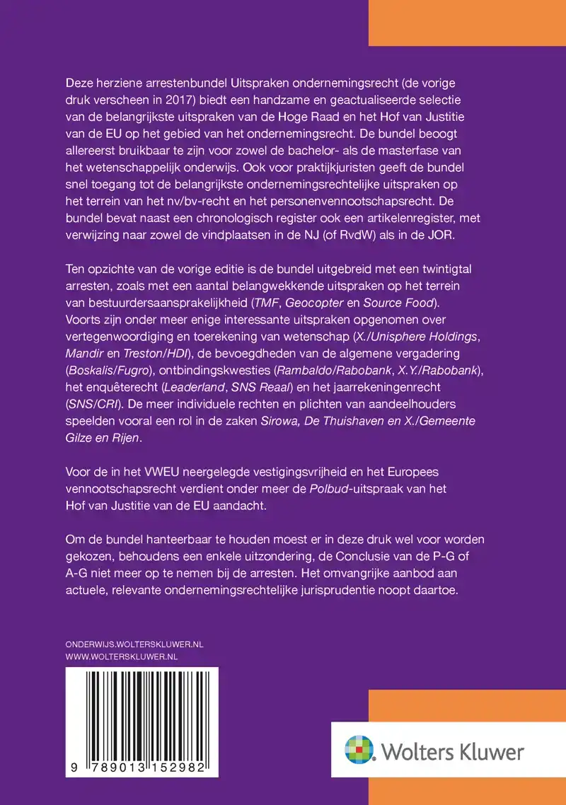 UITSPRAKEN ONDERNEMINGSRECHT 2021