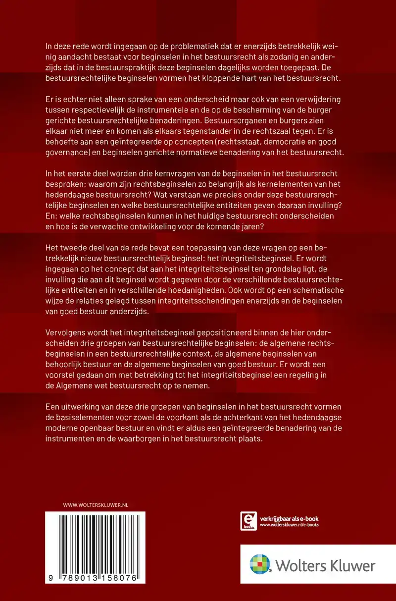 BEGINSELEN IN HET BESTUURSRECHT EN HET INTEGRITEITSBEGINSEL