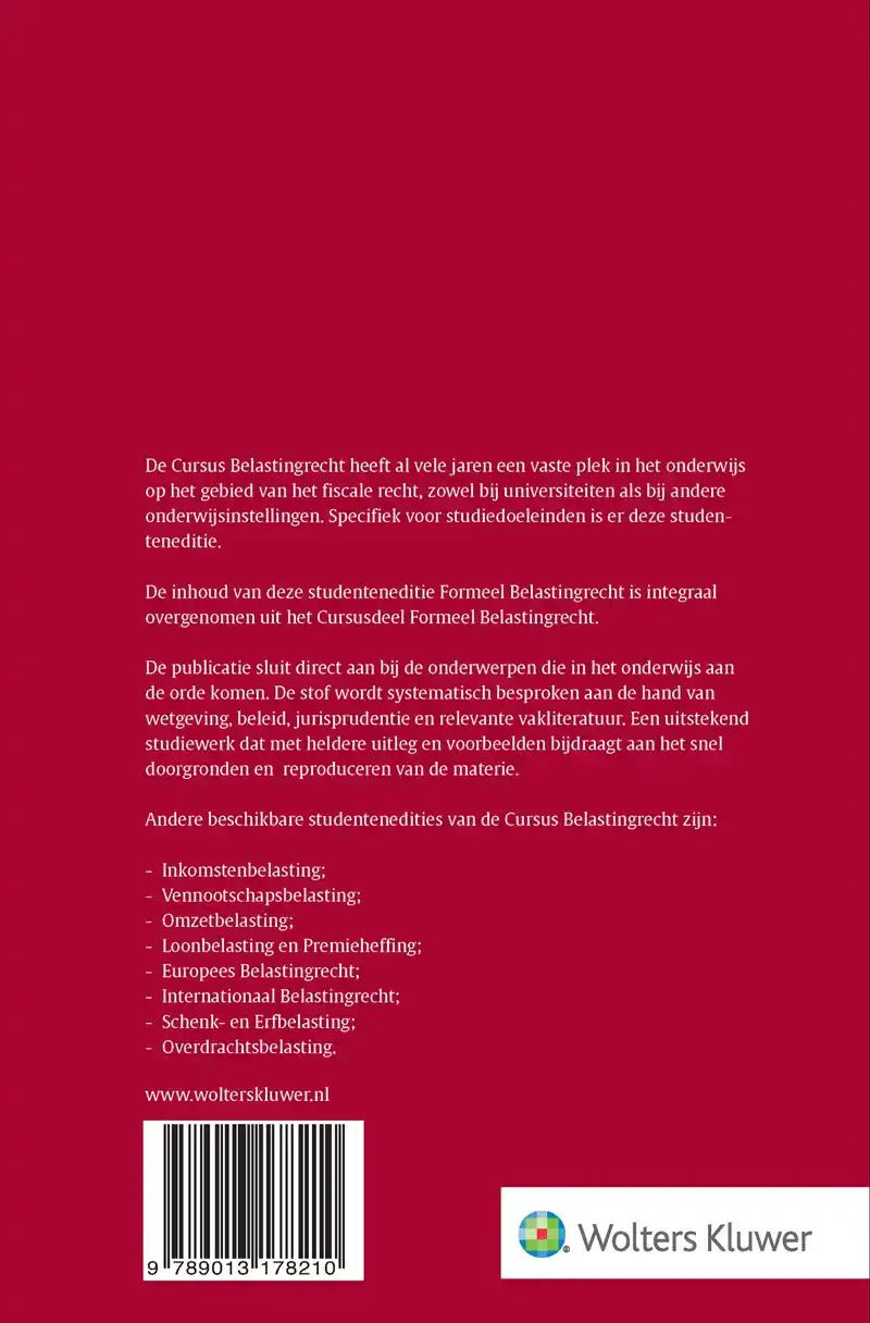 CURSUS BELASTINGRECHT FORMEEL BELASTINGRECHT