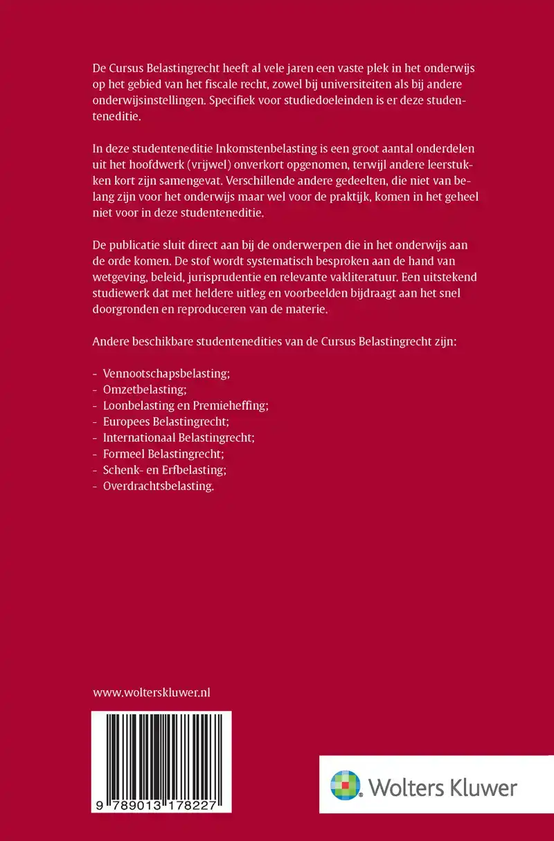 STUDENTENEDITIE CURSUS BELASTINGRECHT INKOMSTENBELASTING 202