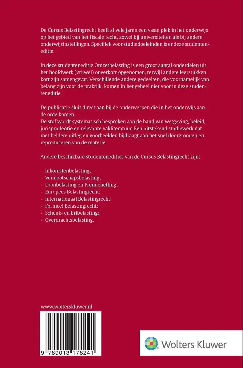 CURSUS BELASTINGRECHT OMZETBELASTING