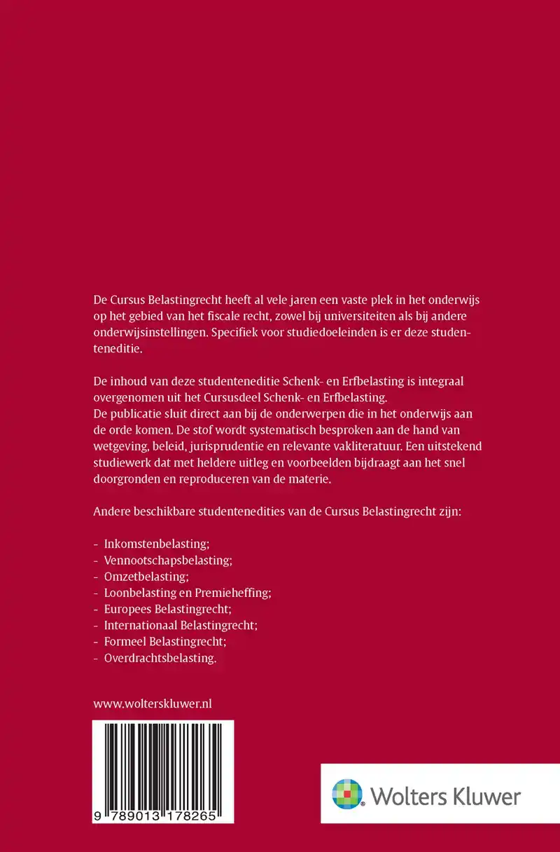 CURSUS BELASTINGRECHT SCHENK- EN ERFBELASTING