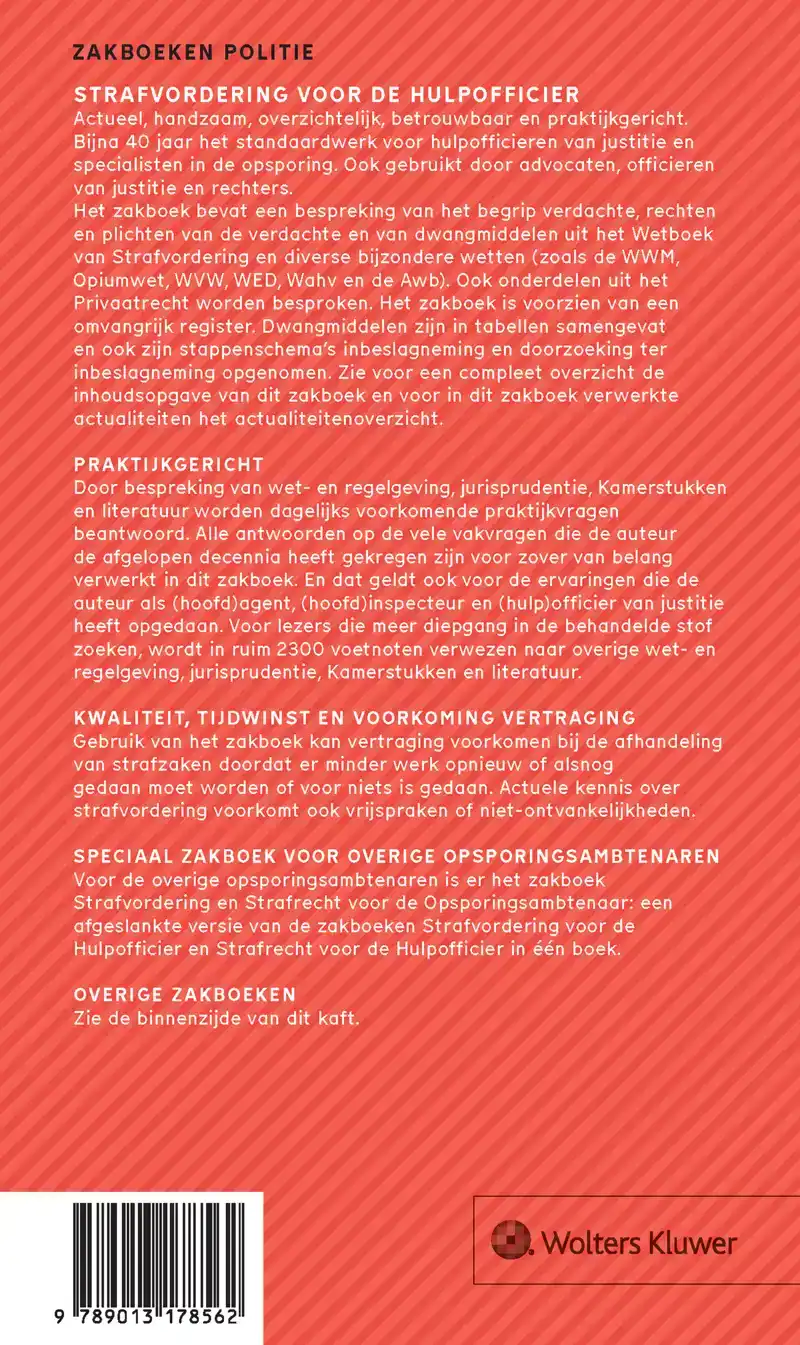 ZAKBOEK STRAFVORDERING VOOR DE HULPOFFICIER