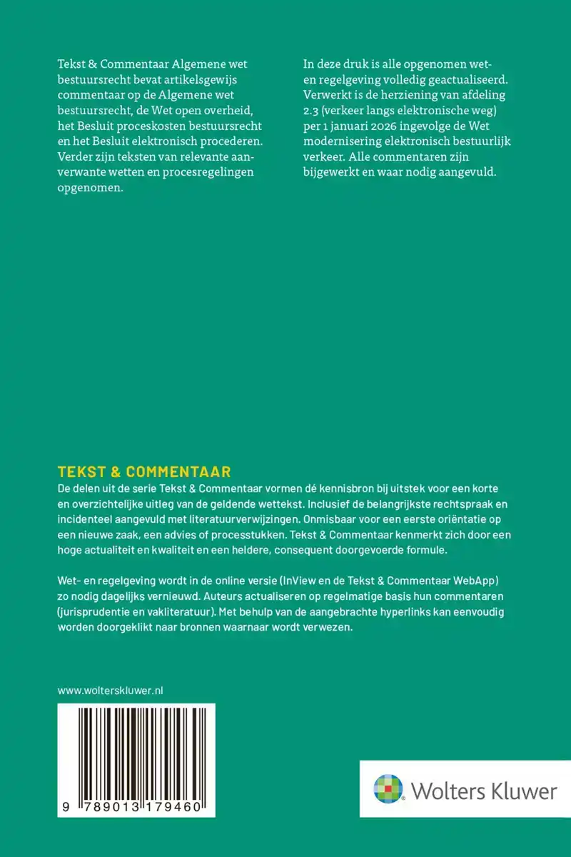 TEKST & COMMENTAAR ALGEMENE WET BESTUURSRECHT