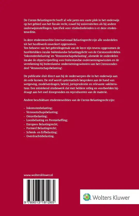 CURSUS BELASTINGRECHT INTERNATIONAAL BELASTINGRECHT