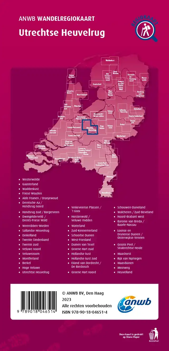 WANDELREGIOKAART UTRECHTSE HEUVELRUG 1:33.333