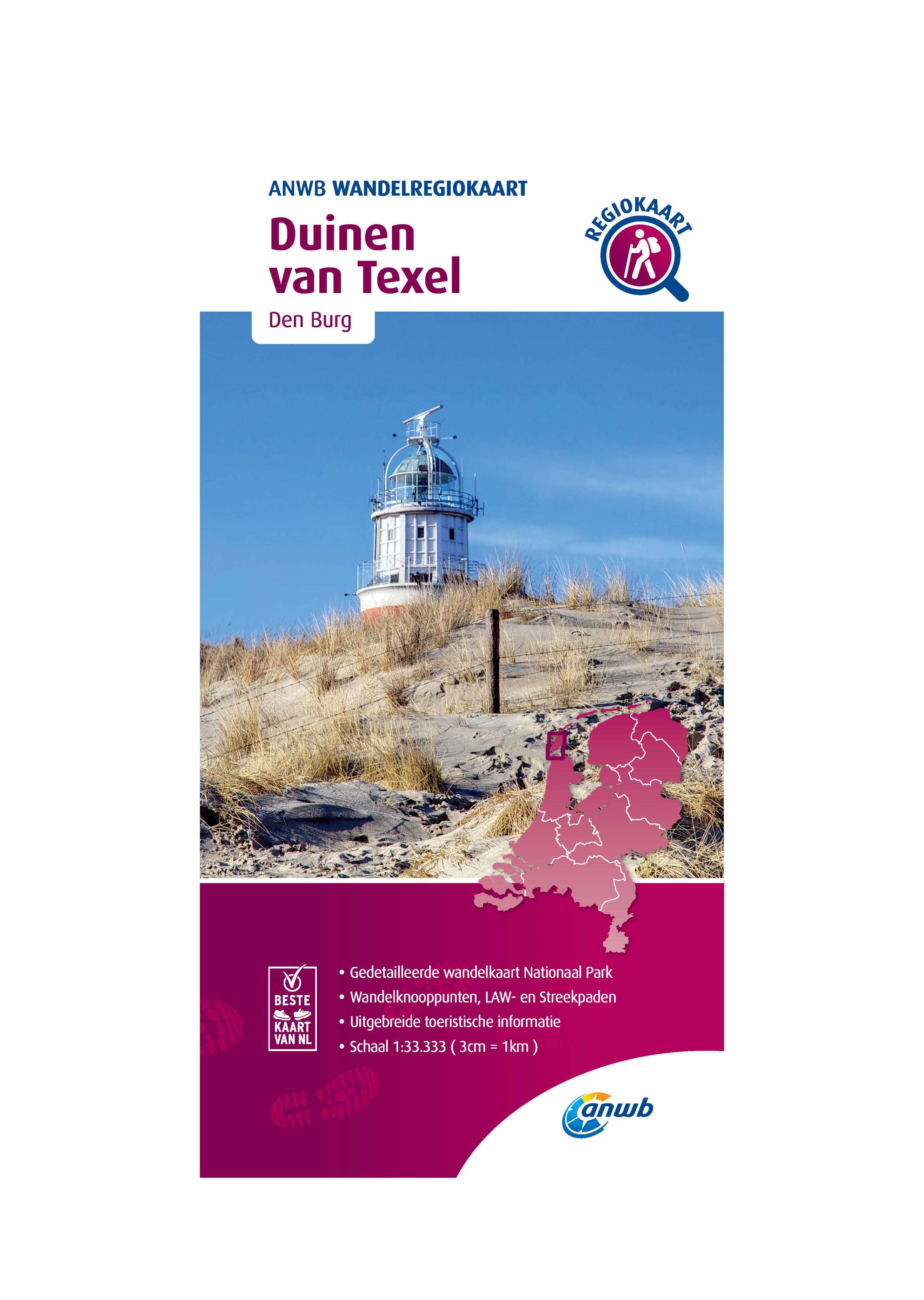 WANDELREGIOKAART DUINEN VAN TEXEL 1:33.333