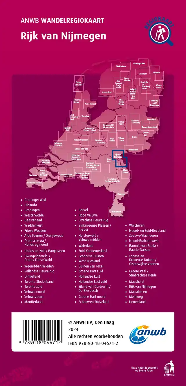 WANDELREGIOKAART RIJK VAN NIJMEGEN 1:33.333