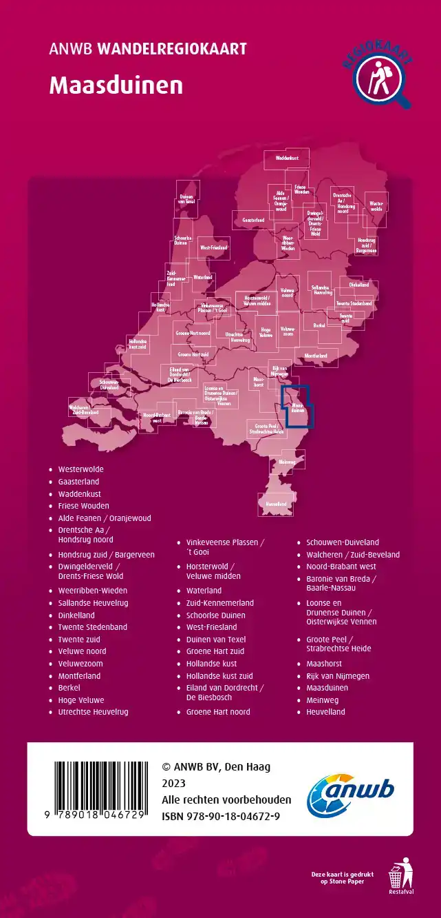 WANDELREGIOKAART MAASDUINEN 1:33.333