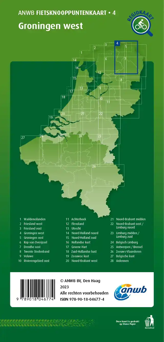 FIETSKNOOPPUNTENKAART GRONINGEN WEST 1:100.000