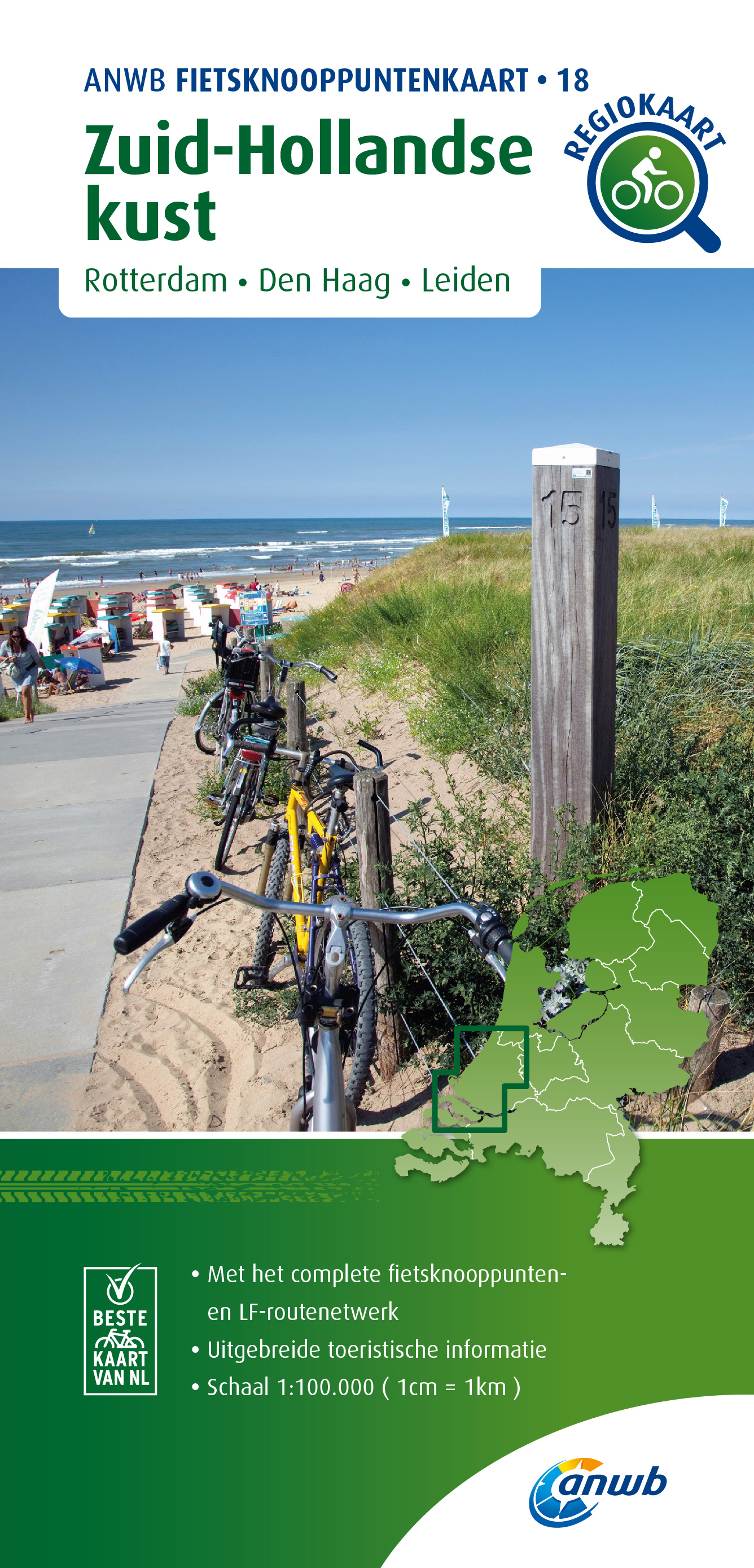 FIETSKNOOPPUNTENKAART ZUID-HOLLANDSE KUST 1:100.000