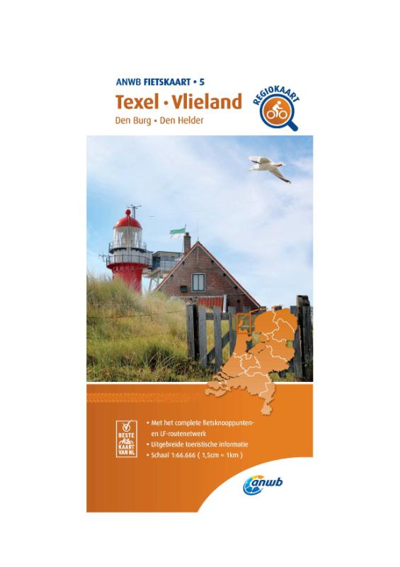 FIETSKAART TEXEL, VLIELAND 1:66.666