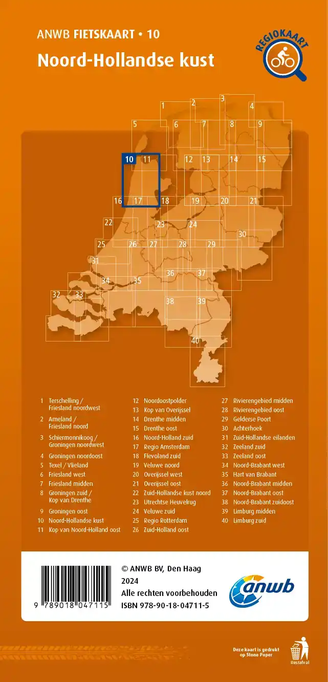 FIETSKAART NOORD-HOLLANDSE KUST 1:66.666
