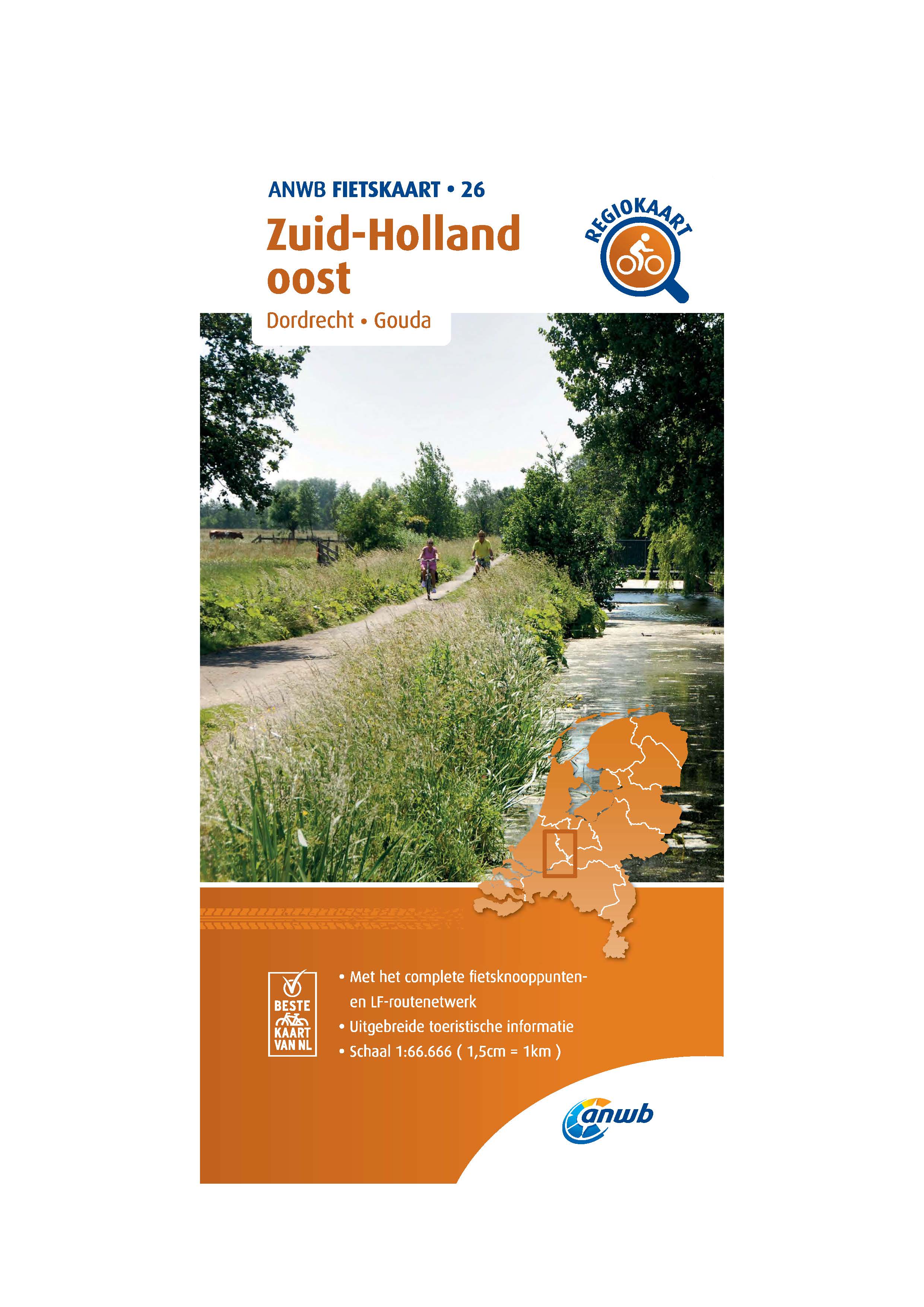 FIETSKAART ZUID-HOLLAND OOST 1:66.666