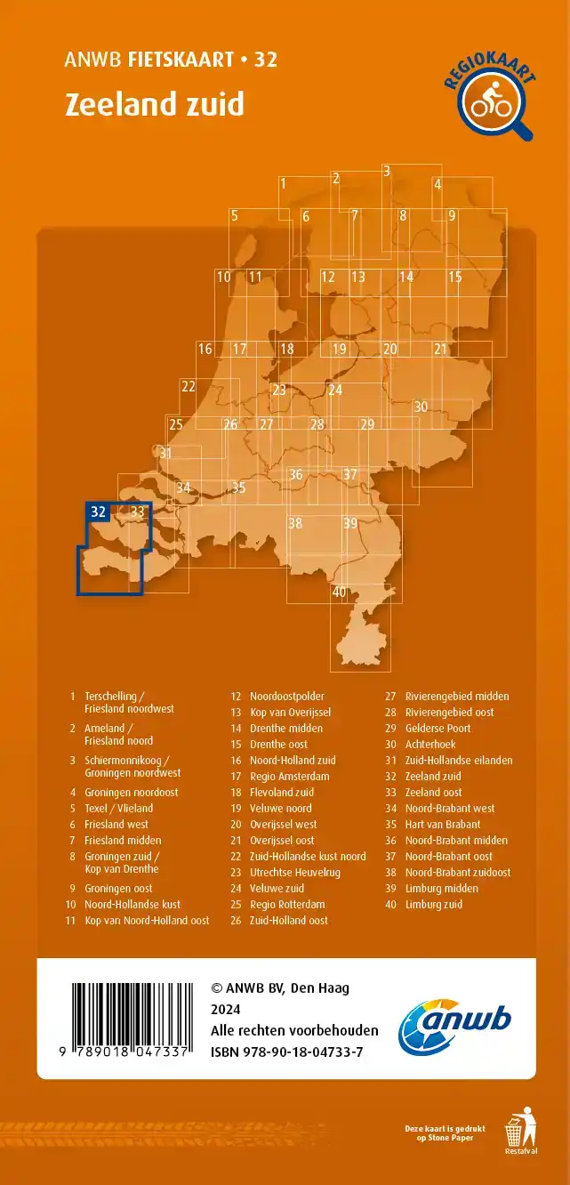 FIETSKAART ZEELAND ZUID 1:66.666