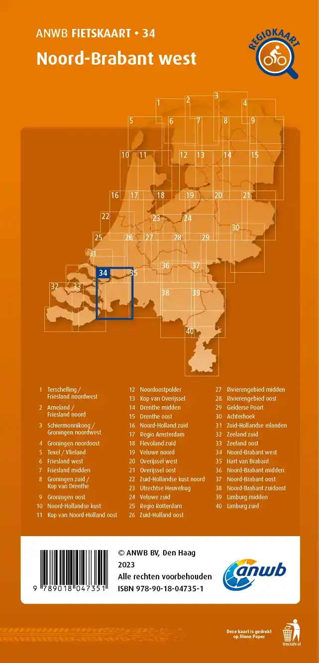 FIETSKAART NOORD-BRABANT WEST 1:66.666