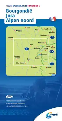ANWB WEGENKAART FRANKRIJK 9. BOURGONDIE/JURA/ALPEN-NOORD