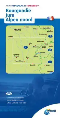 ANWB WEGENKAART FRANKRIJK 9. BOURGONDIE/JURA/ALPEN-NOORD
