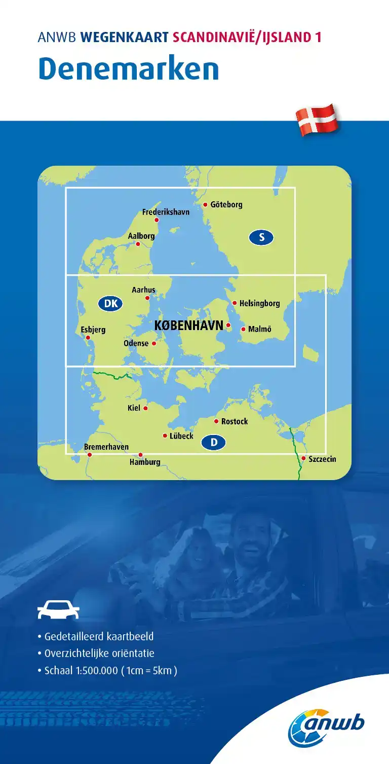 ANWB WEGENKAART SCANDINAVIE/IJSLAND 1. DENEMARKEN
