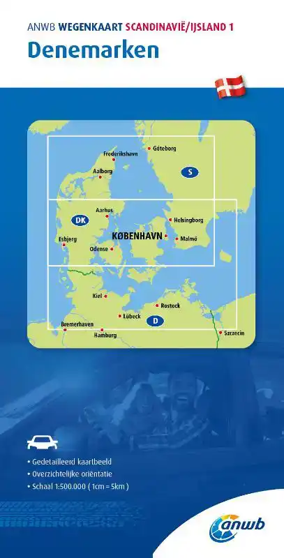 ANWB WEGENKAART SCANDINAVIE/IJSLAND 1. DENEMARKEN