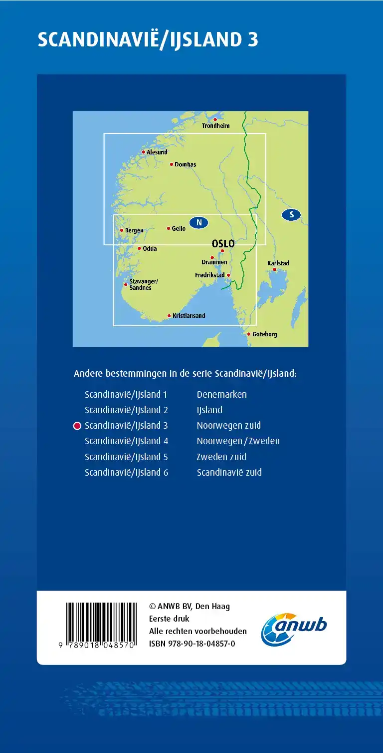 ANWB WEGENKAART SCANDINAVIE/IJSLAND 3. NOORWEGEN-ZUID