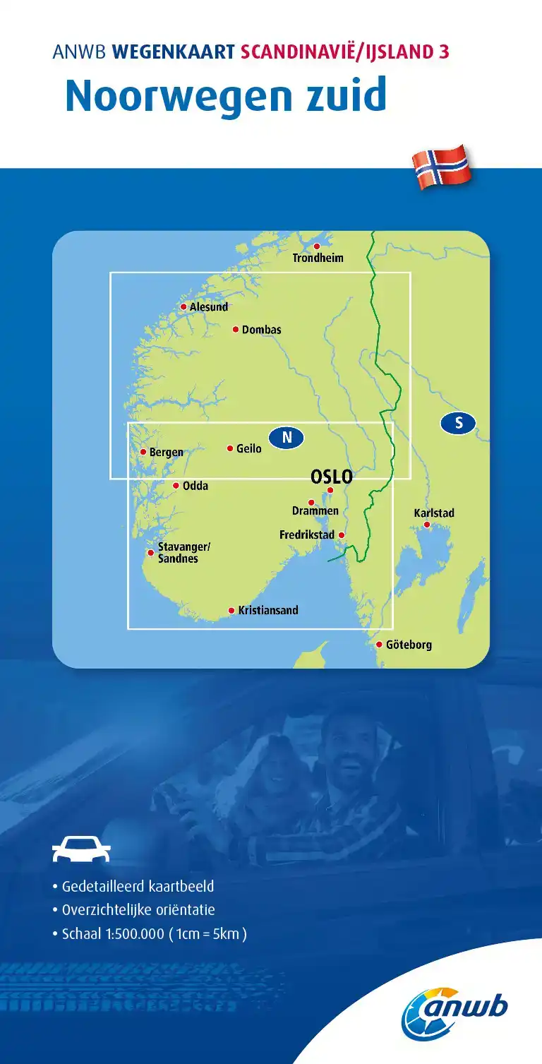 ANWB WEGENKAART SCANDINAVIE/IJSLAND 3. NOORWEGEN-ZUID
