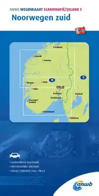 ANWB WEGENKAART SCANDINAVIE/IJSLAND 3. NOORWEGEN-ZUID