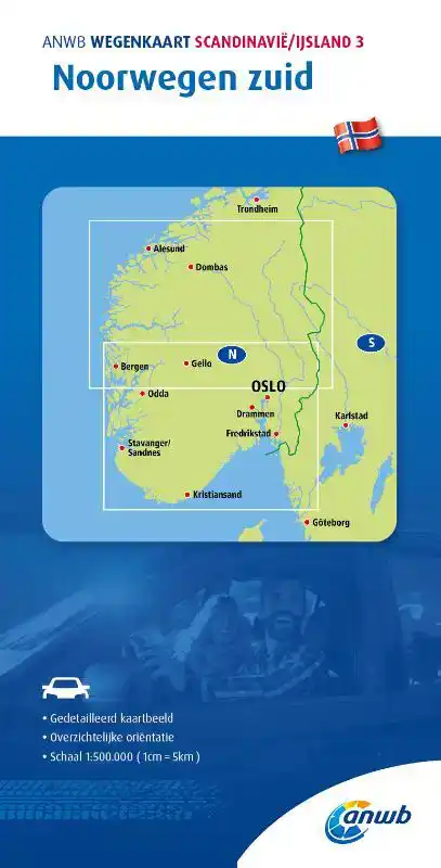 ANWB WEGENKAART SCANDINAVIE/IJSLAND 3. NOORWEGEN-ZUID