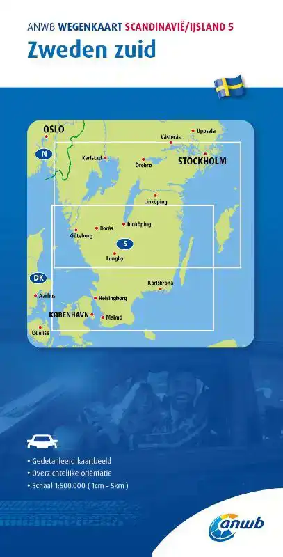 ANWB WEGENKAART SCANDINAVIE/IJSLAND 5. ZWEDEN-ZUID