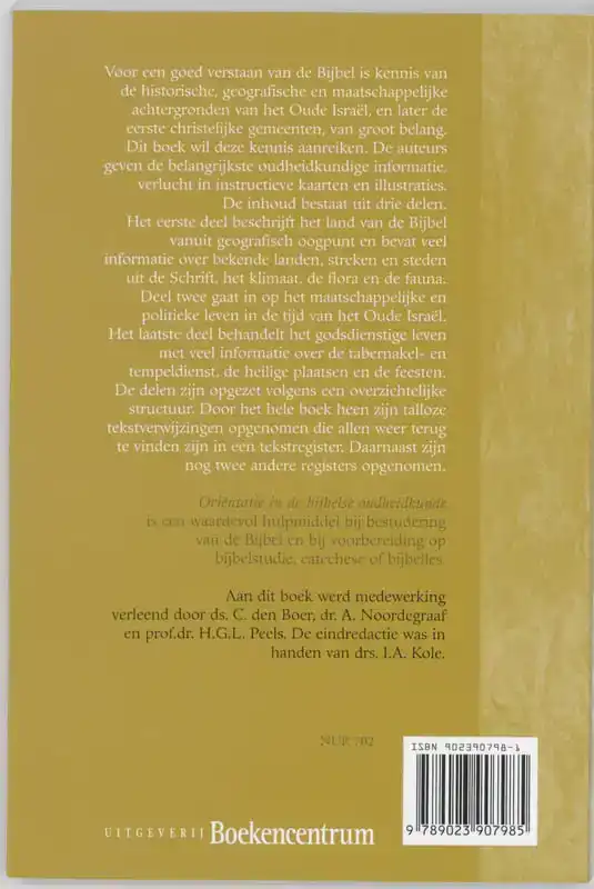 ORIENTATIE IN DE BIJBELSE OUDHEIDKUNDE