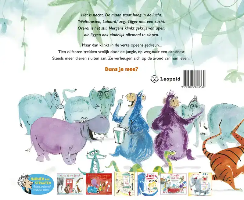 TIEN OLIFANTEN OP WEG NAAR EEN DANSFEEST