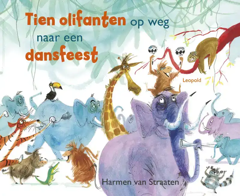 TIEN OLIFANTEN OP WEG NAAR EEN DANSFEEST