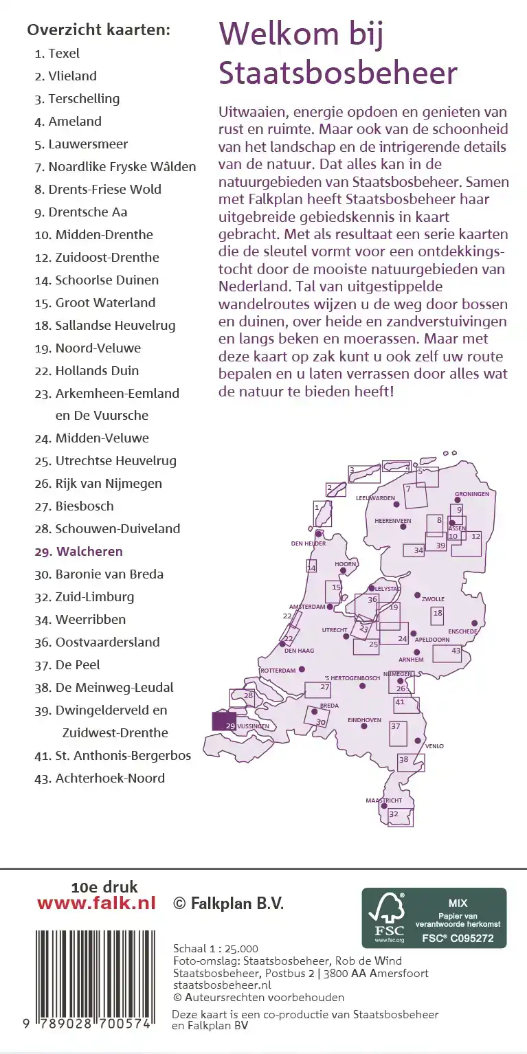 FALK STAATSBOSBEHEER WANDELKAART 29 WALCHEREN