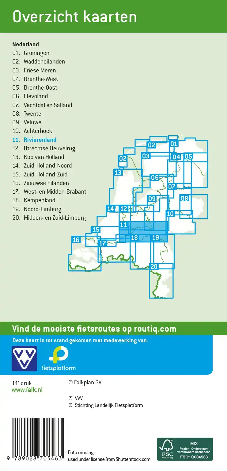 FALK VVV FIETSKAART 11 RIVIERENLAND