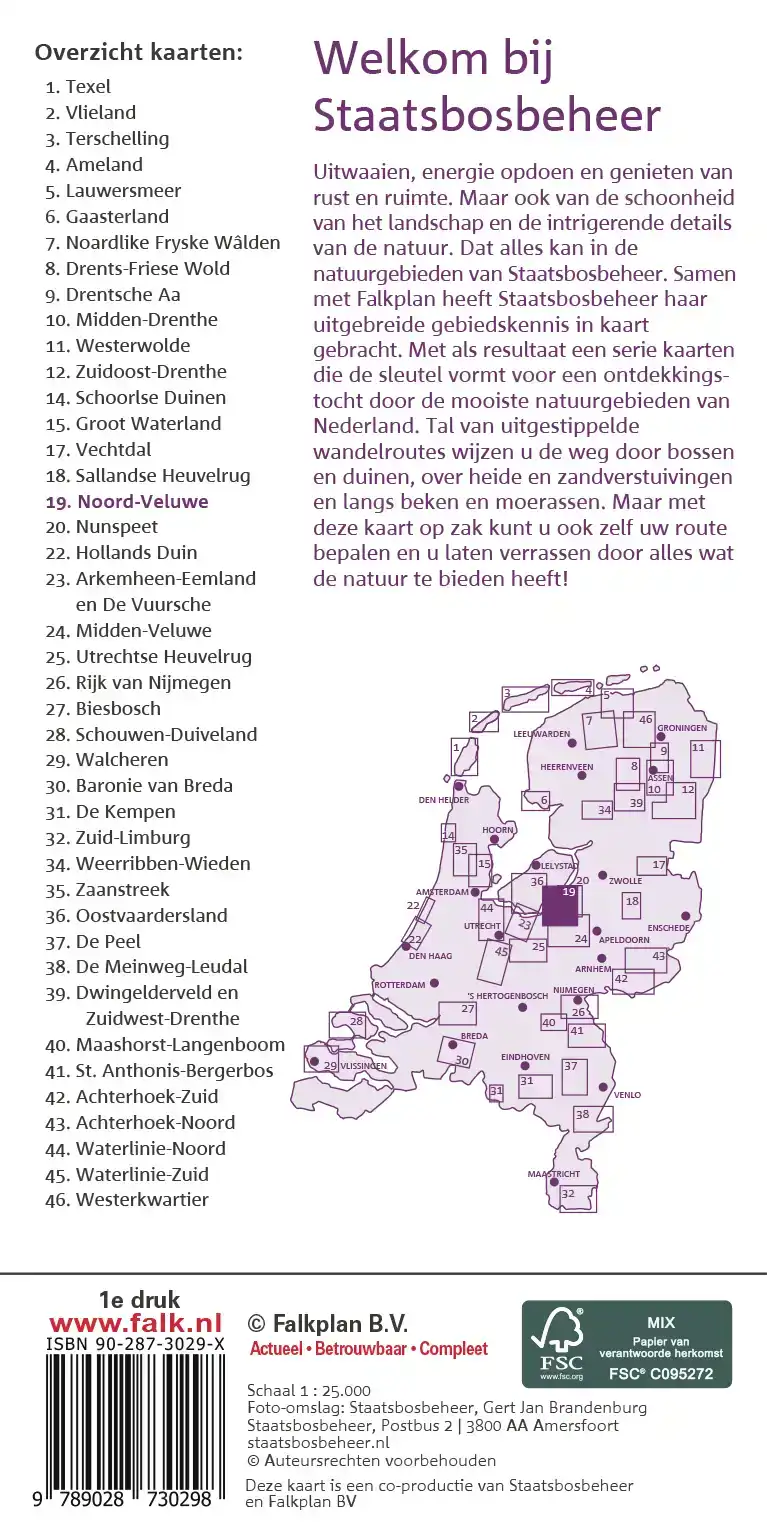 FALK STAATSBOSBEHEER WANDELKAART 19 NOORD-VELUWE