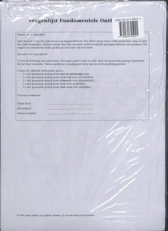 VRAGENLIJST FUNDAMENTELE ONTHECHTING (VFO) - SCOREFORMULIERE