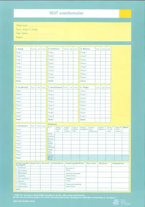SOCIAAL COGNITIEVE VAARDIGHEDEN TEST (SCVT) - SCOREFORMULIER