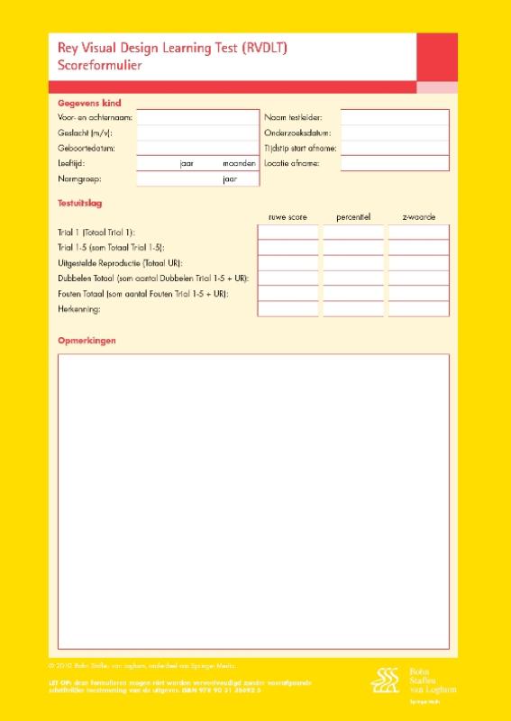 REY VISUAL DESIGN LEARNING TEST (RVDLT) - SCOREFORMULIEREN