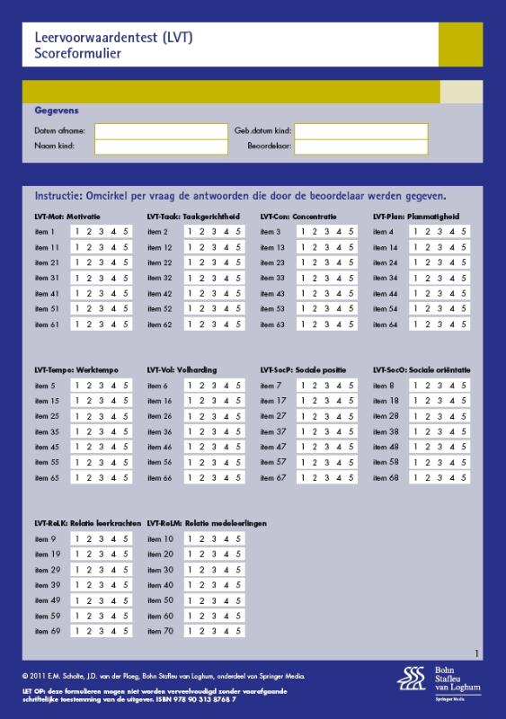 LEERVOORWAARDENTEST (LVT) - SCOREFORMULIEREN