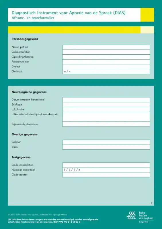 DIAGNOSTISCH INSTRUMENT VOOR APRAXIE VAN DE SPRAAK (DIAS ) -