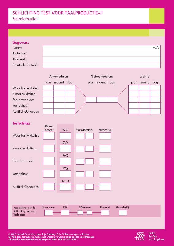 SCHLICHTING TEST VOOR TAALPRODUCTIE-II (SCHLICHTING TAALPROD