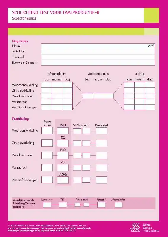 SCHLICHTING TEST VOOR TAALPRODUCTIE-II (SCHLICHTING TAALPROD