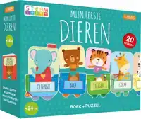 PUZZELTREIN 20 STUKJES EN BOEK - MIJN EERSTE DIEREN