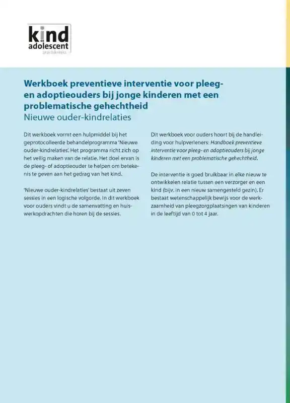WERKBOEK PREVENTIEVE INTERVENTIE VOOR PLEEG- EN ADOPTIEOUDER