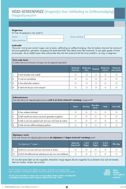 VRAGENLIJST OVER ZELFDODING EN ZELFBESCHADIGING (VOZZ)