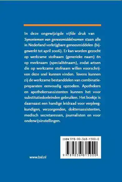 SYNONIEMEN VAN GENEESMIDDELNAMEN